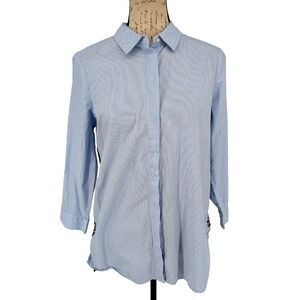 TOMMY HILFIGGER Blouse Small Petite Mixed Media  Cotton Academia Preppy